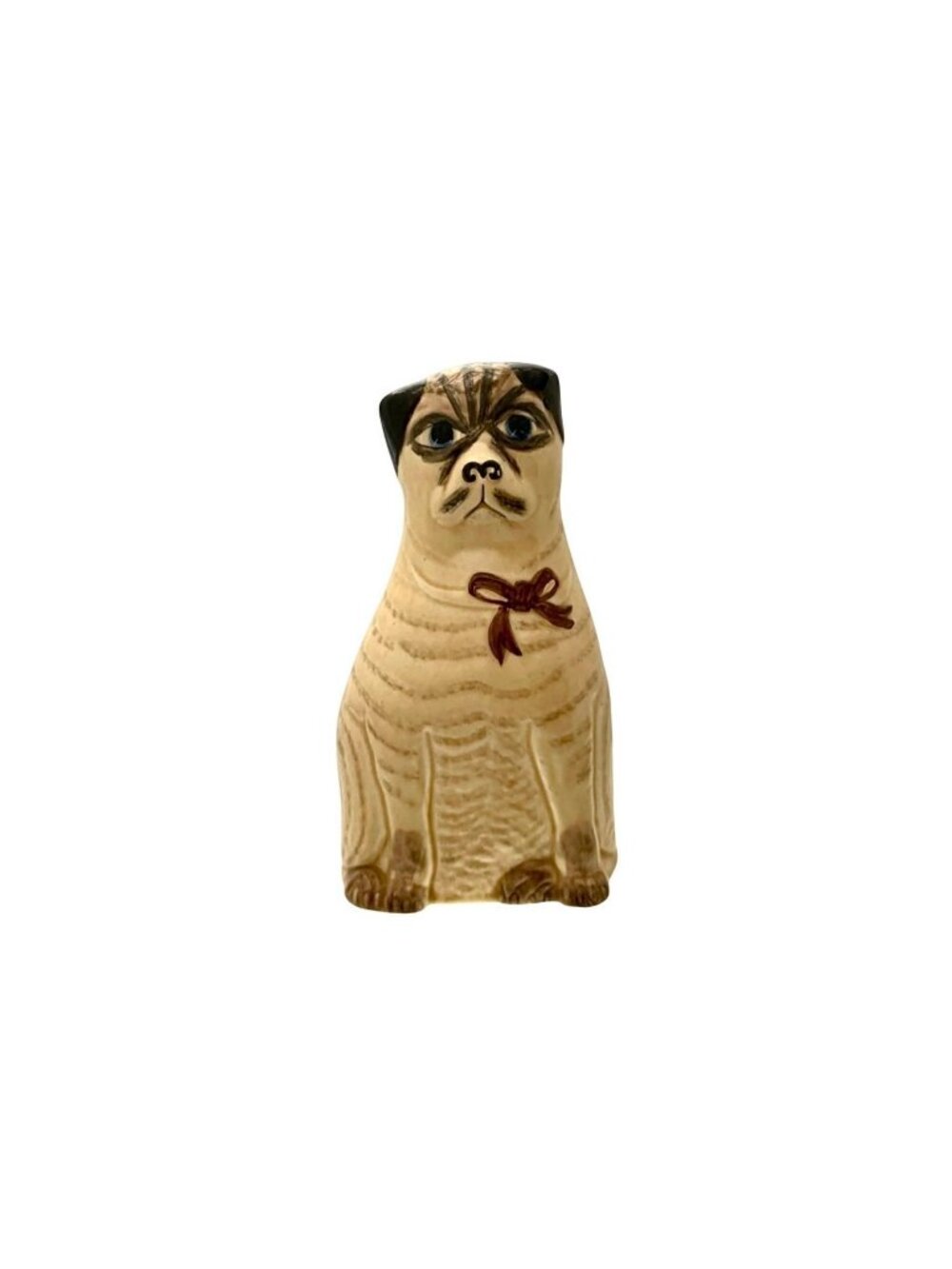 Dog Figurine Pug Statue Glazed Ceramic Sculpture Vintage Adorable Decor Gift